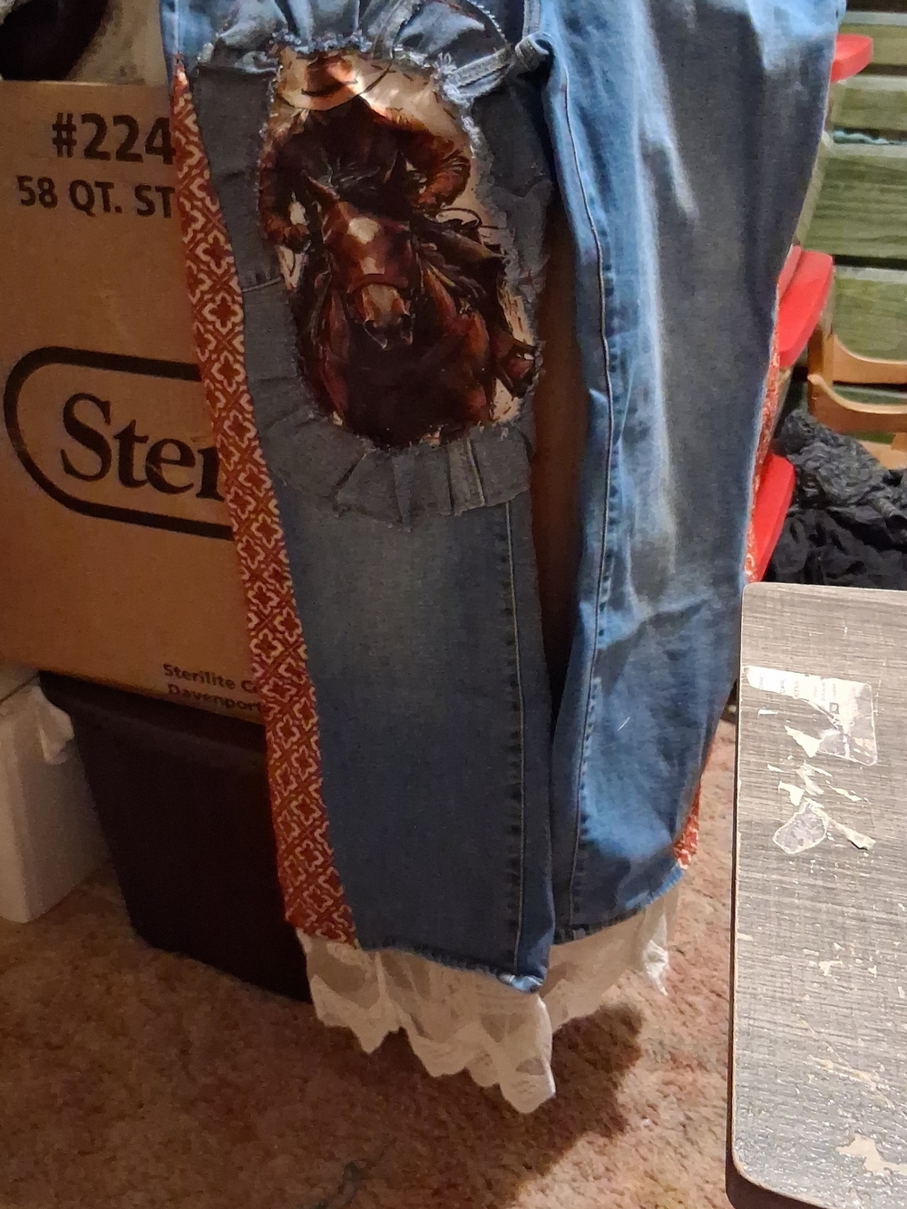 Judy Blue Blue Patchwork Straight Leg Jeans with Horse Print